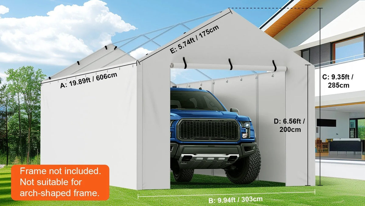 Náhradní potah na carport – 3 × 6 m, voděvzdorný a UV-ochrana, bez rámu