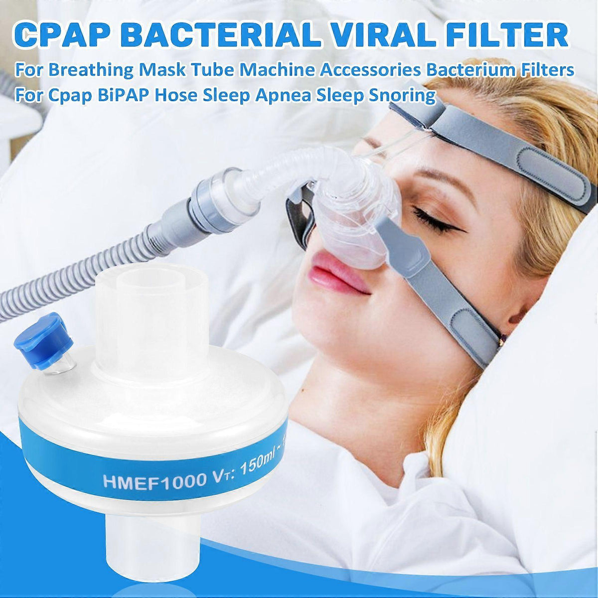 CPAP/BiPAP antibakteriální a antivirový filtr 99,99 % – mezikus do hadice, jednorázový