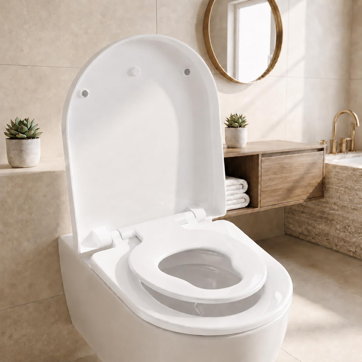 WC prkénko s integrovaným dětským sedátkem a pomalým sklápěním