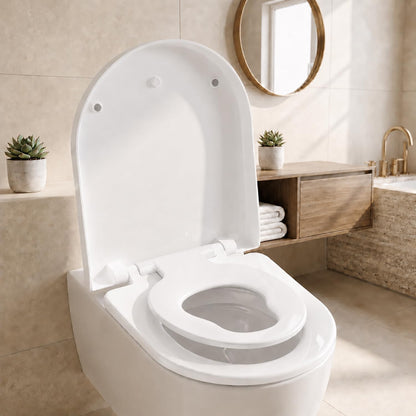 WC prkénko s integrovaným dětským sedátkem a pomalým sklápěním
