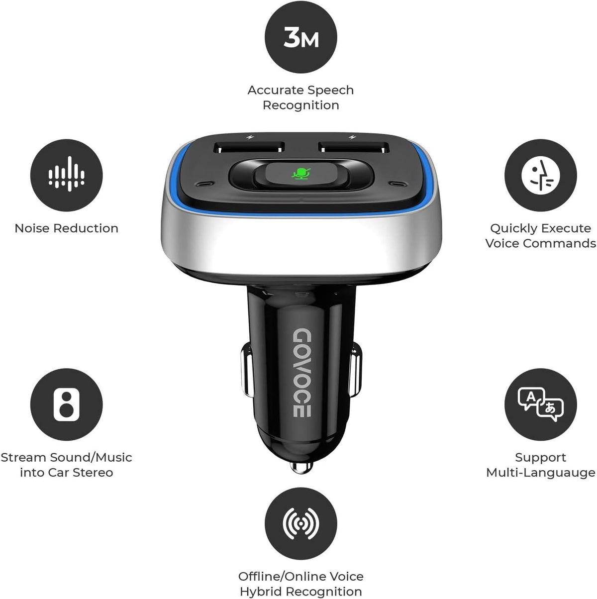 FM Transmitter pro přehrávání hudby přes Bluetooth