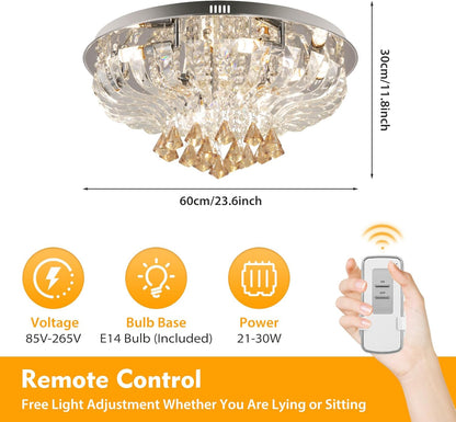 LED krystalový lustr s dálkovým ovládáním - 60 cm