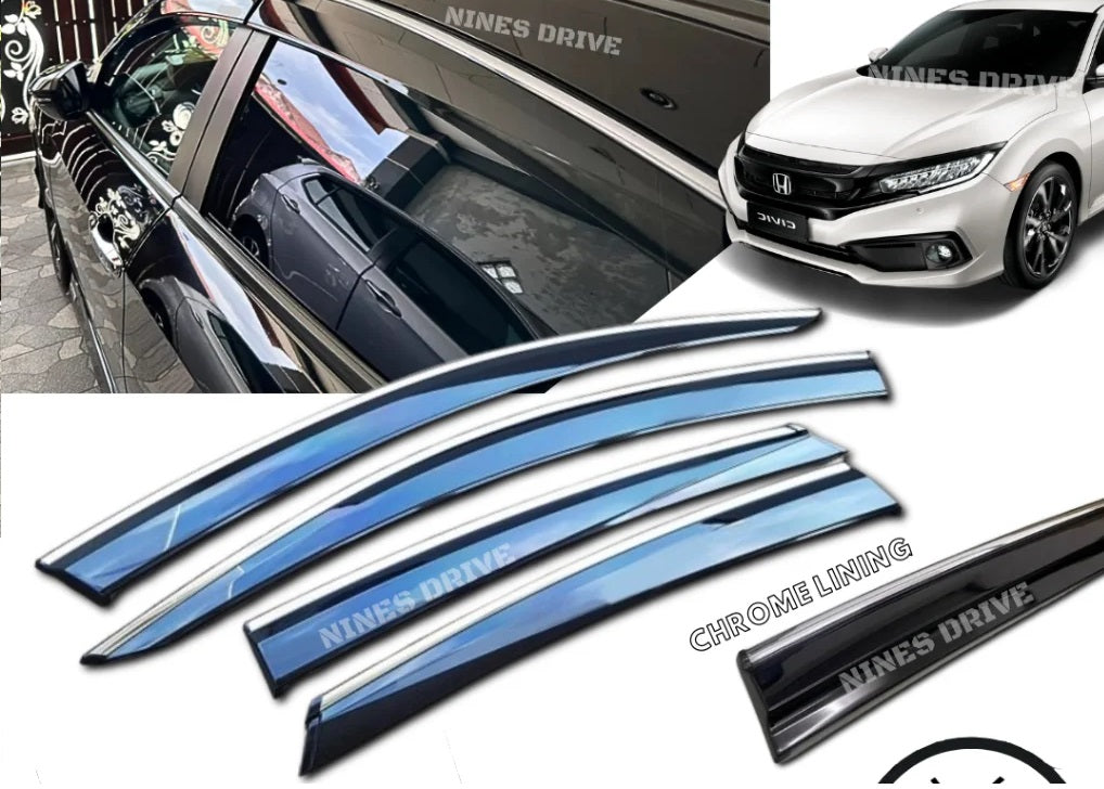 Chromované deflektory / ofuky oken (set 4 ks) pro Honda Civic FC 2016–2021
