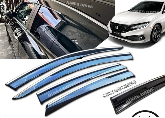 Chromované deflektory / ofuky oken (set 4 ks) pro Honda Civic FC 2016–2021