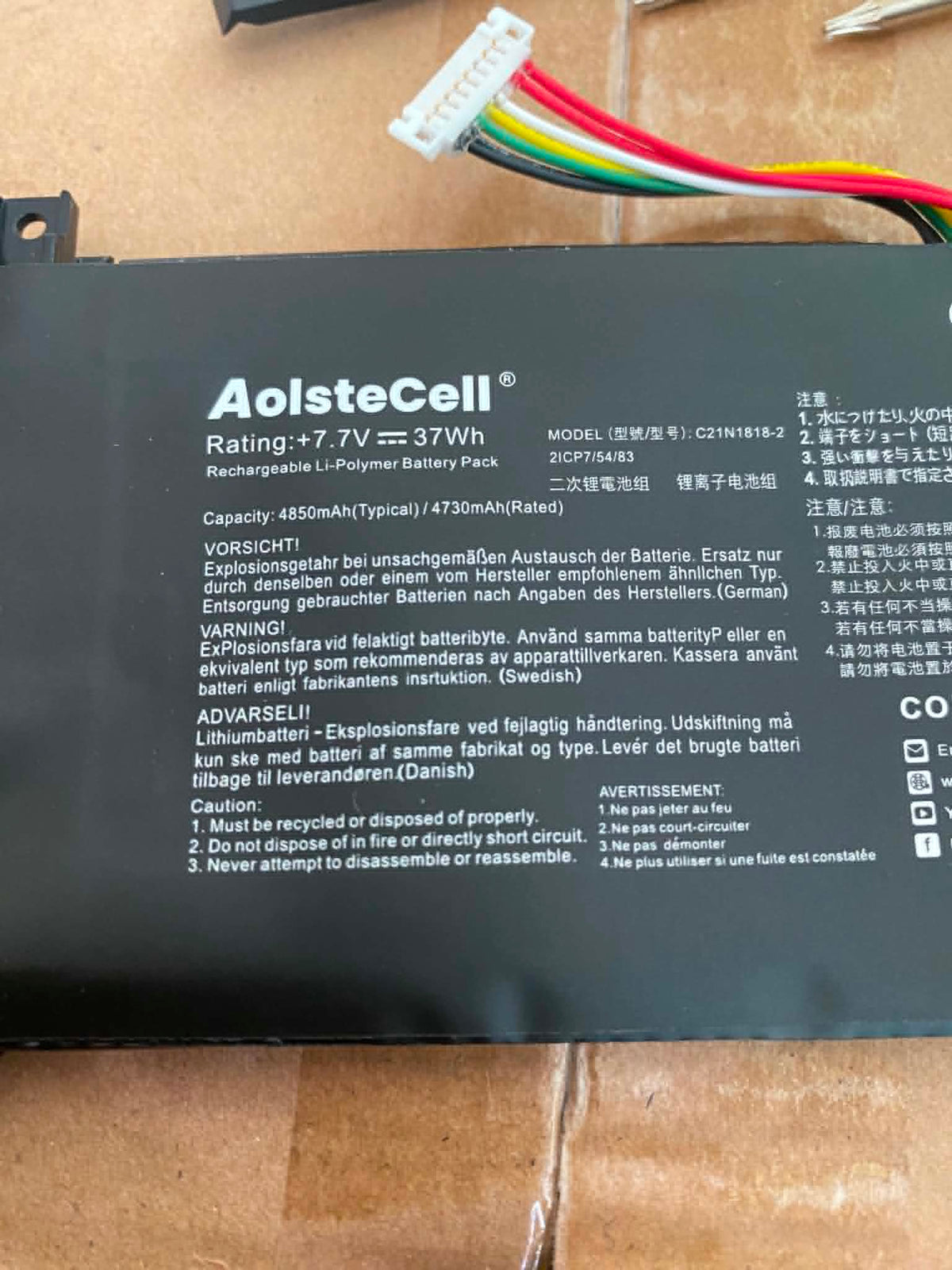 Asus kompatibilní C21N1818-2 baterie 4850 mAh (37 Wh)