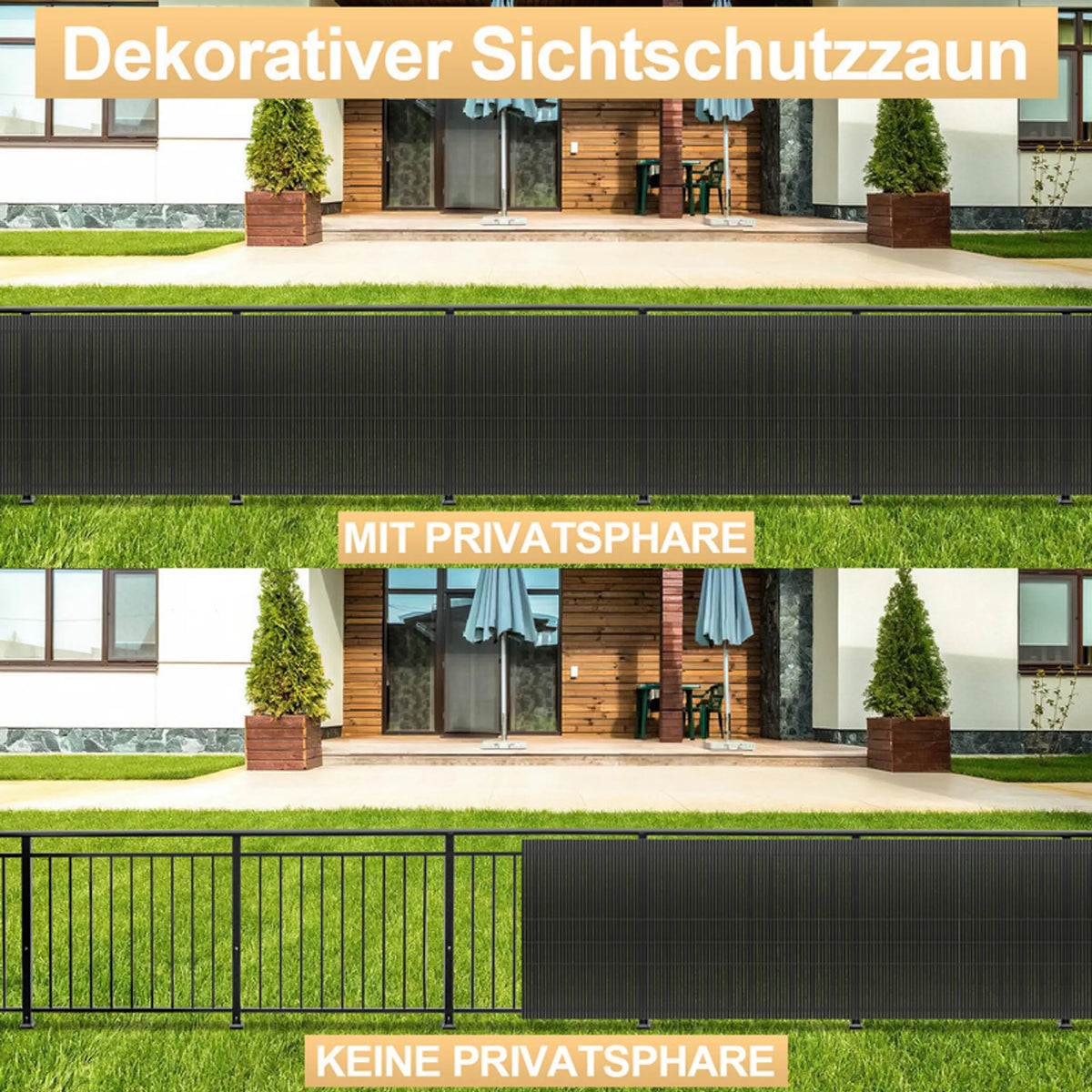 Plotová / balkónová zástěna - grafitová