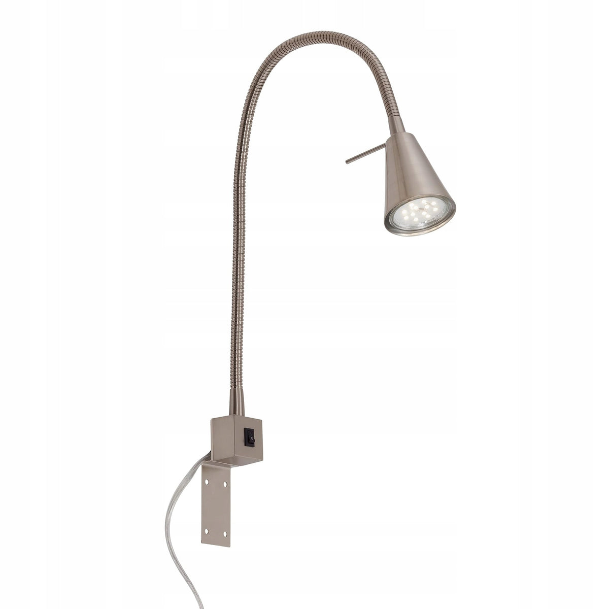 Nástěnná LED lampa na čtení nad postel, 4,7 W, 400 lm, stříbrná