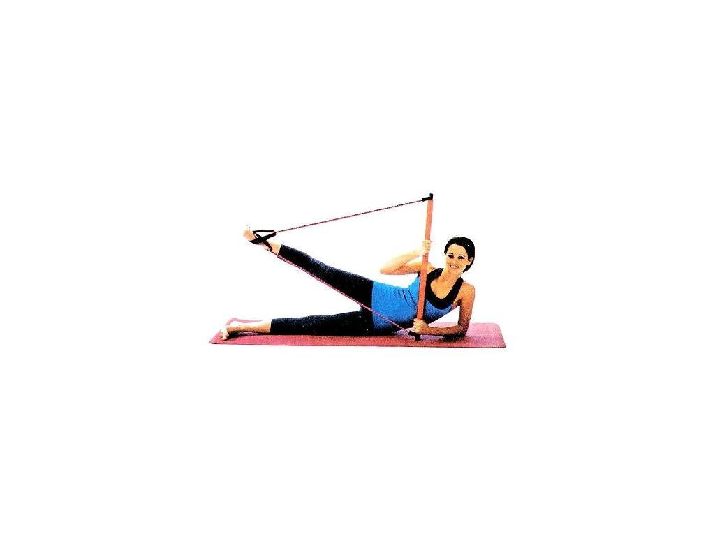 Pilates posilovací tyč s odporovou gumou - růžová