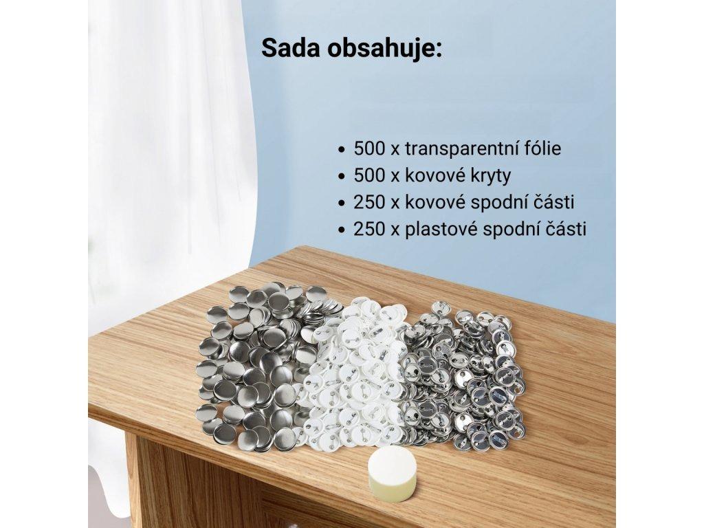 Sada placek se špendlíkem 500 ks - 58 mm
