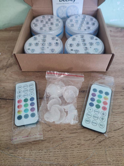 Sada 4 ks podvodních RGB LED světel s dálkovým ovládáním