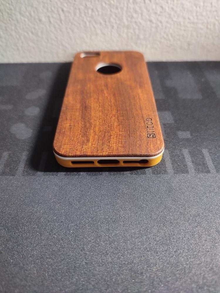 Tmavě hnědý kryt pro iPhone SE - přírodní bambus