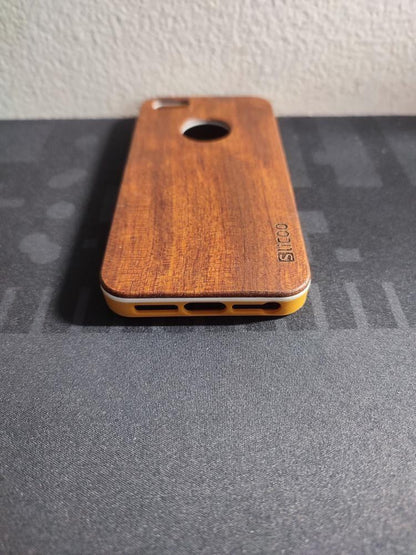 Tmavě hnědý kryt pro iPhone SE - přírodní bambus