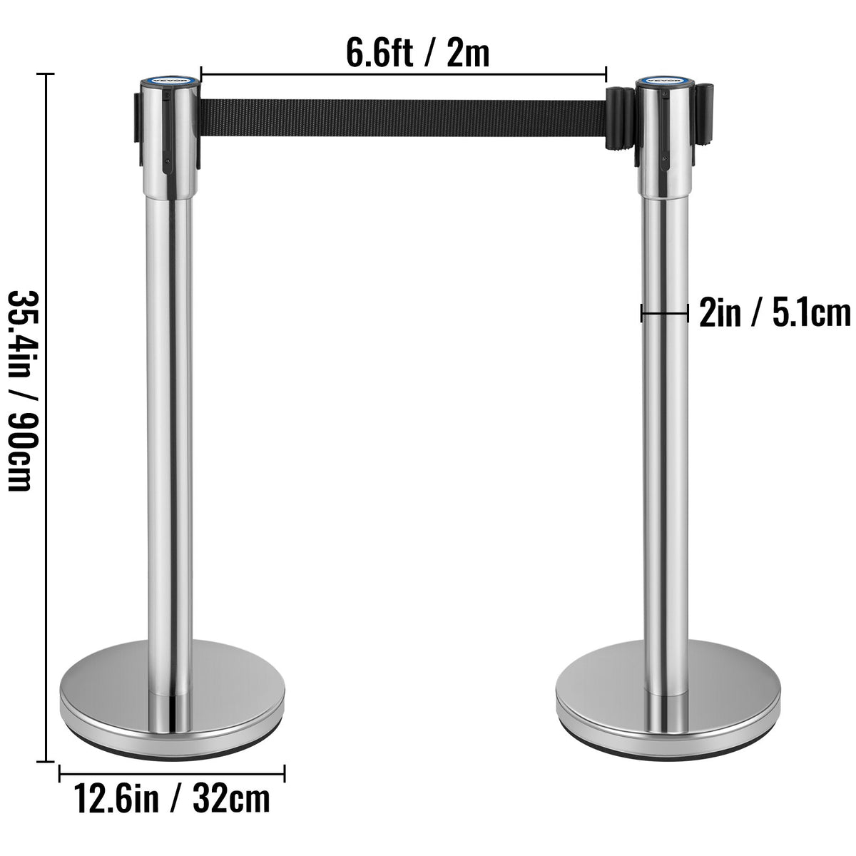 2x vymezovací sloupek (90 cm) s natahovatelným pásem 2m