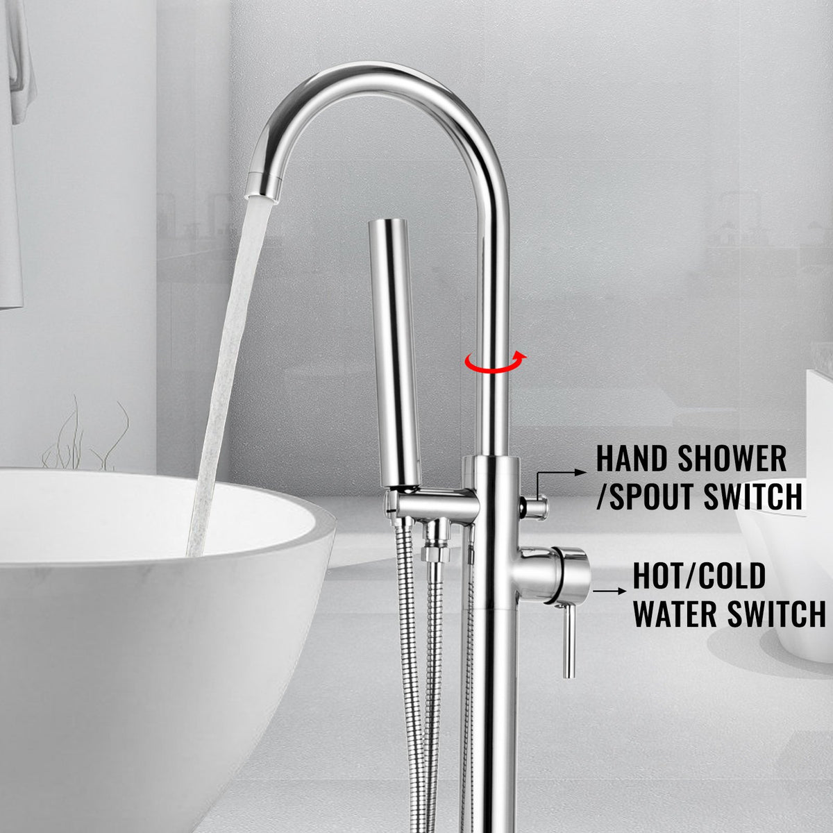 Volně stojící vanová baterie 116 cm