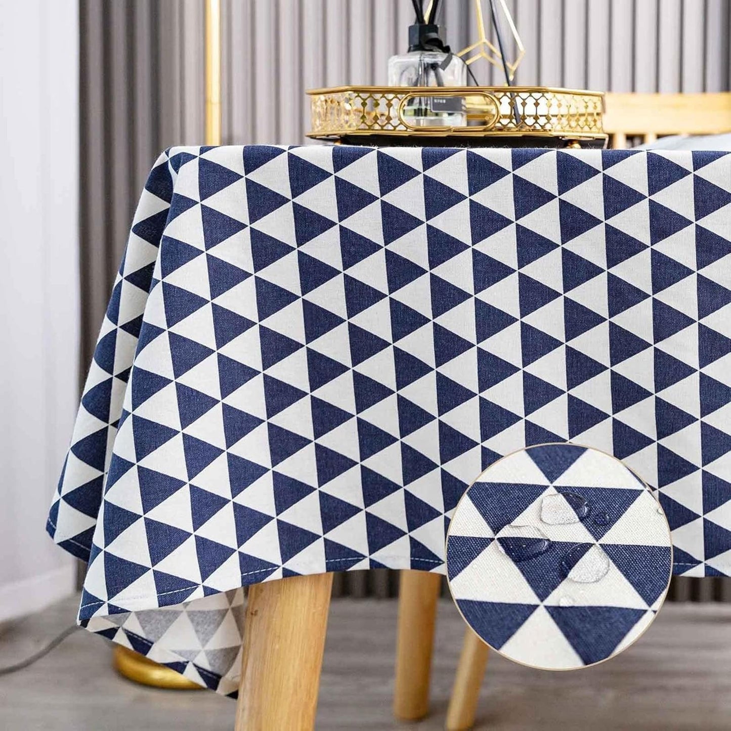 Veliký voděodolný ubrus 300 x 140 cm modro/bílý